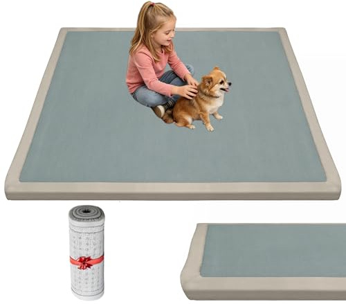 RZUMXOPY Alfombra Bebe Acolchada Lavable, Tapete Bebé de Espuma Actividades Infantil 60 x 90 cm, Manta Juegos Bebés para Parque y Suelo Antideslizante, Gateo y Tummy Time Ideal Azul Claro