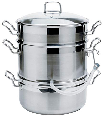 Norpro Stainless Steel Steamer/Juicer, 11qts/10.4L, 4qts/3.8L, 8.5qts/8L, As Shown