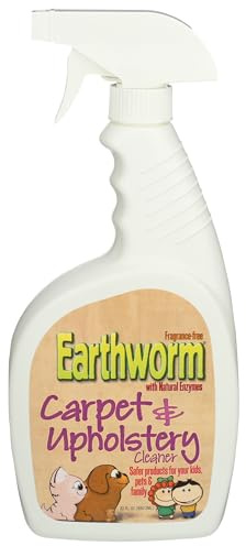 Earthworm Carpet & Upholstery Cleaner Spot & Stain Remover - Natural Enzymes, Safer for Family, Environmentally Responsible - 22 oz