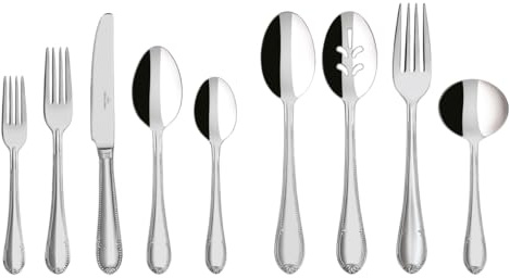 Villeroy & Boch Mademoiselle 64 Piece Flatware Set for 12, Includes Serving Pieces