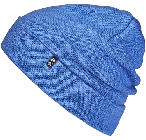 Enter the Complex® Merino Mütze Herren, Beanie Damen, 100% Merino Wolle, Warm und Dünn, Zweilagige Strickmütze, Blau