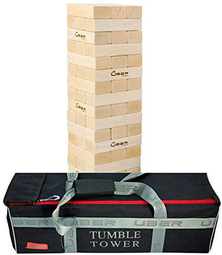 Ubergames Torre oscillante gigante XXXL gioco in vero legno duro – 19 kg alta qualità – torre impilabile – fino a 150 cm grande – legno ecologico – in borsa ultra lusso