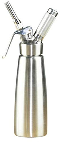 KUANDARM Sifone Panna montata incl. 3 beccucci Decorativi in Acciaio Inossidabile e 1 spazzolini (1000 ml) – Sifone Cucina montapanna per Panna, Creme, Spume, seltz, Soda e Spritz, Silver