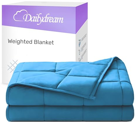 Dailydream Therapie Gewichtsdecke | 155x200 | 9,5 kg | Blau | aus 100% Baumwolle | mit Glasperlenfüllung | schwere Decke zum Schlafen | Weighted Blanket | Therapiedecke | Körpergewicht ab 83 kg