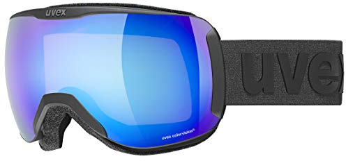 uvex downhill 2100 CV - kontrastverstärkende Skibrille mit schmalem Rahmen und extra weitem Sichtfeld für Damen und Herren - black matt/blue-green - one size