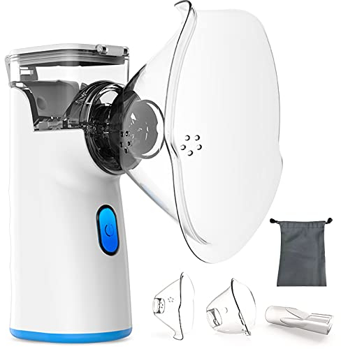 Aerosol Portatile per Bambini e Adulti, Inalatore Aerosol Silenzioso Nebulizzatore Aereosol Adulto con Maschere e Ugello, 2 Modalità di Alimentazione, Senza Batteria, Basso Rumore(Blu)