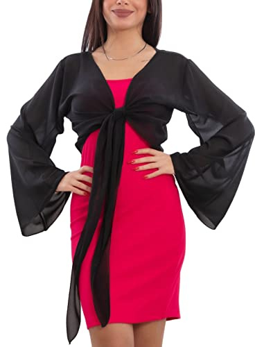 Toocool Bolero Mujer Elegante Mangas Amplias Ceremonia Bolero VB-10371, Negro , Talla única