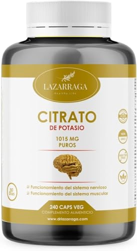 POTASIO PURO ALTA DOSIS | 2.820 mg Dosis Diaria | Citrato de Potasio Esencial para la Función Muscular y Sistema Nervioso | 240 Cápsulas Veganas | 80 Días de Suministro | Lazarraga