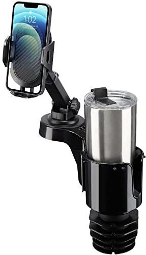 JOYTUTUS Cup Holder Phone Mount for Car, Car Cellphone Large Adapter Long Arm with 360 Degree Rotation, Compatible iPhone, Samsung & All Smartphones,Black,2 Pack