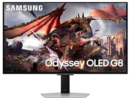 Samsung LS32DG802SUXEN - Monitor Odyssey OLED G8 de 32 UHD (3840 x 2160, 16:9, 240Hz, 0,03ms, FreeSync Premium Pro, Antirreflejos, Modo Eye Saver, Flicker Free), Plateado, Versión 2024