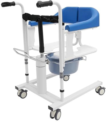 Lightakai Patientenlifter-Transferstuhl, Hydraulischer Patientenheberollstuhl Höhenverstellbar Patientenlifter Rollstuhl mit Rollen - bis zu 120kg