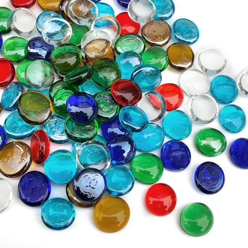 FANTIAN 400 Pcs Glass Pebbles for Vases, 1.8 KG Decorative Stones Glass Beads for Vase Plants Aquarium Craft Wedding Decoration Candle and Mancala Stones