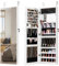RELAX4LIFE Schmuckschrank, Hängeschrank abschließbar mit rahmenlosem Ganzkörperspiegel & Innenspiegel, Große Schmuckvitrine zum Jahrestag, Spiegelschrank für Schlafzimmer Ankleidezimmer (Weiß)