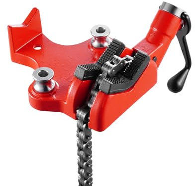 VEVOR Tornillo de Banco de Cadena para Tuberías de Alta Resistencia, Capacidad 0,635 a 15,2 cm, Cadena Resistente 710 mm y Base Hierro Fundido, para Reparaciones Automotrices, 300 x 260 x 130 mm