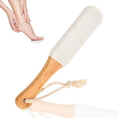 White Pumice Foot Stone Wooden Handle Callus Dead Skin Remover File