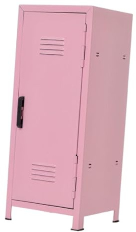 LeeQinersw Mini Armadietto Organizzatore Da Scrivania Contenitore in Metallo Scatola Portaoggetti Cofanetto con Chiave con Anta E Ripiani Adatto per Ufficio E Ca, Rosa