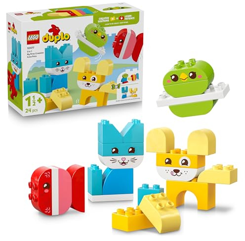 LEGO DUPLO Animali Domestici Creativi 3 in 1 - Gioco Didattico per la Motricità Fine - con Animali Giocattolo tra cui Cane, Gatto, Uccello e Pesce - Regalo per Bambini e Bambine da 1 Anno in su 10477