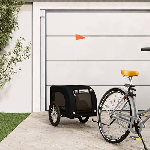 Nqyjm Rimorchio Bicicletta Cani Nero Oxford Tessuto e Ferro per Cani Gatti LH30049