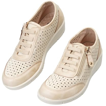 CLEIKS Penny Loafers Donna con Plantare Estate Scarpe Casual Sandali Clogs & Loafers per Donna Scarpe da Business Mocassino (Beige, 38 EU, WCL260329-7)