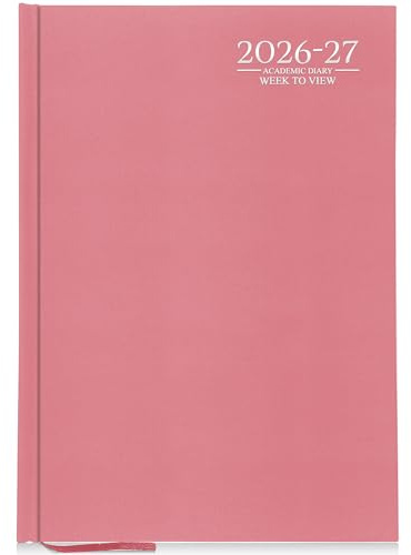 G4GADGET Agenda académique 2026-2027 - Semainier - A4 - Couverture rigide rose - Août 2026 à juillet 2027 - Agenda semainier pour étudiants et enseignants - Agenda scolaire - Calendrier et