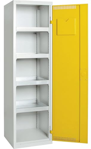kaiserkraft | Umweltschrank mit Türlochung | HxBxT 1800 x 500 x 500 mm | 4 Wannenböden | lichtGrau/signalGelb