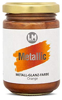 LM-Kreativ Metallic 125ml (Orange) - Acrylfarbe Metallic-Farbe, Metall-Glanz, Metall-Effekt Farbe, ähnlich Viva Decor Maya Gold