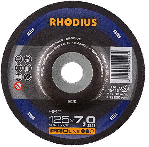 Rhodius RS2 - Disco de desbaste para amoladora angular (25 unidades, 125 mm de diámetro)