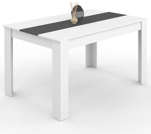 IDMarket - Rechteckiger Esstisch Georgia 6 Personen weiß und grau 140 x 80 cm