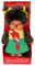 Sekiguchi 220496 - Original Monchhichi Mädchen mit Papageien-Kleid, ca. 20 cm großes Kuscheltier aus braunem Plüsch