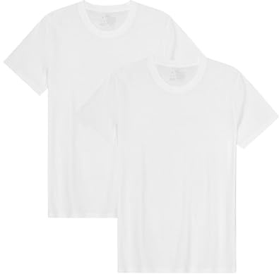 DANISH ENDURANCE Camisetas de Algodón Orgánico para Hombre, Cuello Redondo o Cuello en V, Manga Corta, 2-Pack, Cuello Redondo - Blanco, M