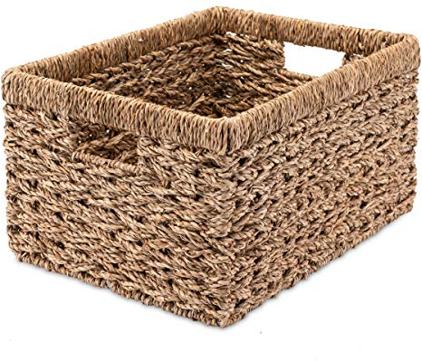 Decorasian Cesto portaoggetti intrecciato in erba marina – molto stabile – L