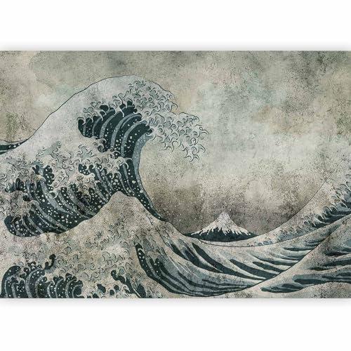 murando - Papier peint panoramique oriental 350x256 cm - Revêtement mural décoration pour chambre salon - Design moderne - Vert gris marron - Vagues paysage mer océan texture l'eau p-C-0043-a-a
