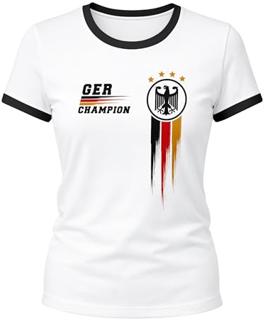 MoonWorks® Damen WM-Shirt Deutschland Fußball Fanshirt Germany Champion Weltmeisterschaft 2026 Weiss-schwarz S