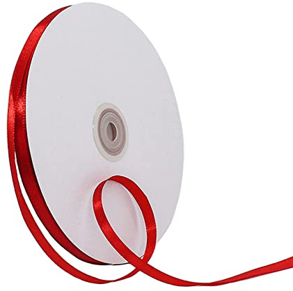 Cinta de raso rojo oscuro 6mm para embalaje de regalo, globos, manualidades, pelo, ramos de flores, boda, coche, pasteles, decoración de fiesta de Navidad