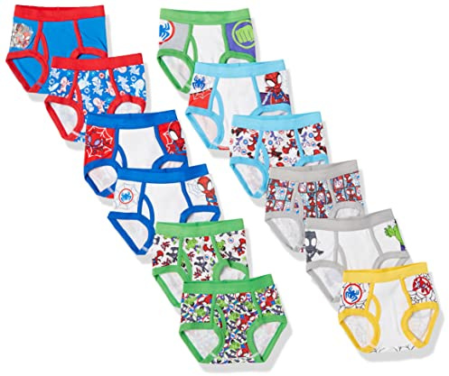 Marvel Boys' Superhero & Spiderman Count Down Box of 12pk 100% Cotton Briefs with Potty Training Chart & Stickers Sizes 2/3t, 4t, 5t, Spidyfriends12pkbox, 2-3 Years (pack of 12)