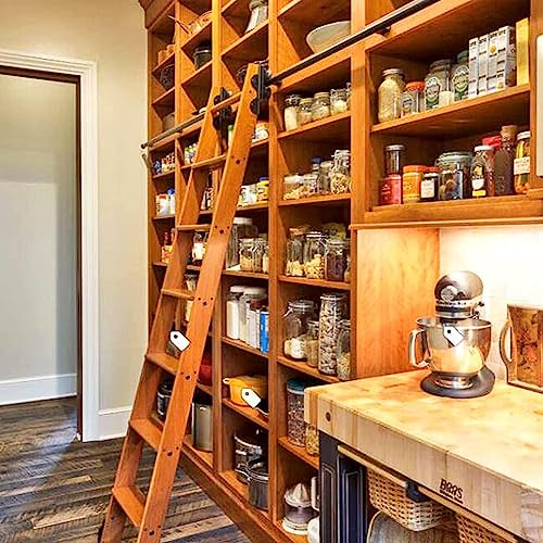 Schiebe-Scheunentor-Set (ohne Leiter), Rollleiter-Hardware, Bibliothek, Schiebeleiter-Hardware-Set, runde Schiene/Schiene, für Zuhause/Innenraum/Loft/Buchhandlung (Größe: 13 Fuß/40