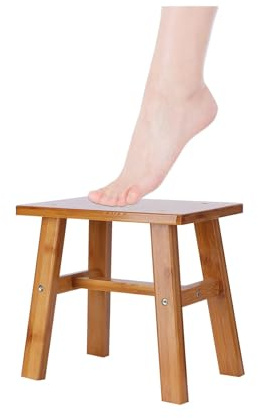 ZLXHDL Banco Madera Baño, Taburete de Ducha para Interior de Madera con Almohadillas Antideslizantes, Versátil Taburete Esquinero para Afeitar Piernas(Taburete Cuadrado pequeño de Madera)