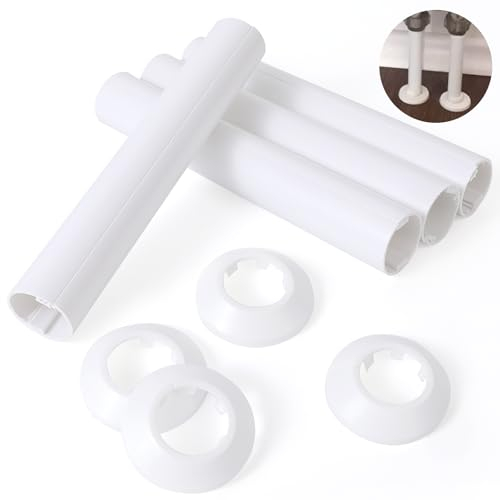Kunststoffschlauch Heizungsrohr Verkleidung,Rohrverkleidung,Heizkörper Rohrisolierung,Universeller Innendurchmesser kleiner als 22mm,4 Stück 200mm(Länge) X 32mm(Außendurchmesser)+4 Stück Rosette