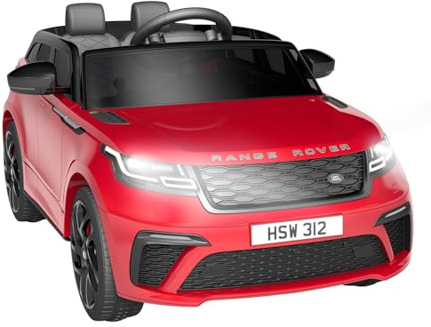 Coche eléctrico para niños, Land Rover con Licencia, 12 V, con Mando a Distancia, música, educación temprana, USB, TF, Mp3, Coche eléctrico para niños a Partir de 3 años (Rojo)