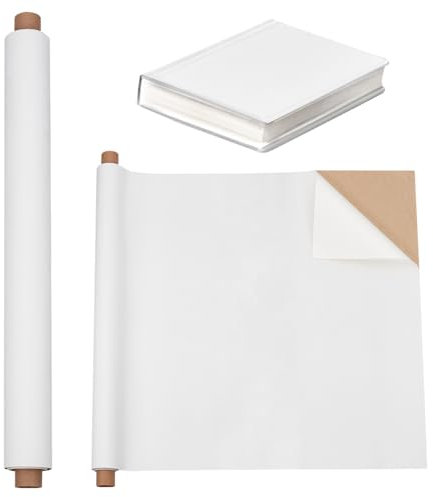 OLYCRAFT 100 x 40 cm autoadesivo taccuino rilegatura panno bianco in velluto con retro in carta panno per notebook fai da te copertura protettiva per notebook rilegatura album album fai da te