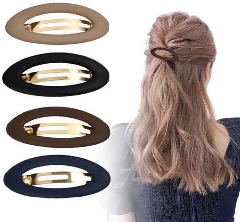 4 PCS Fermagli per Capelli Matt Ellipse, Barrette di Capelli da Donna Francese, Fermaglio per Capelli Grandi, Mollette per Capelli a Molla Automatico, Forcine per Capelli Eleganti per Ragazze e Donne