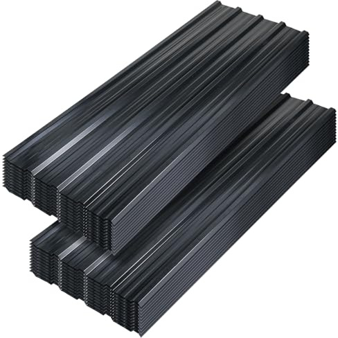 Vkechh Chapa trapezoidal para techo, color antracita, 24 láminas onduladas, 129 x 46 cm, inoxidable, 0,25 mm de grosor, ideal para carport, revestimiento de pared y techo