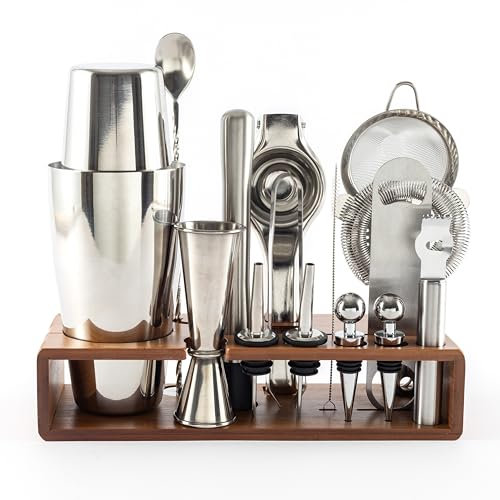 Hanseküche Cocktail Set – 825ml Boston Shaker aus Edelstahl, leicht zu öffnen & ohne Verklemmen, Profi Cocktail Shaker Set inkl. Ständer ideal für Barkeeper & Cocktail-Liebhaber