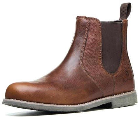 SL-Saint Men's Handmade Classic Chelsea Boots Genuine Cowhide Slip On Fashion Casual