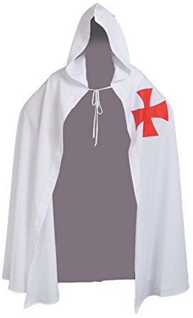BLESSUME medeltida templar riddare kappa sjukhus mantel med huva (vit 1)