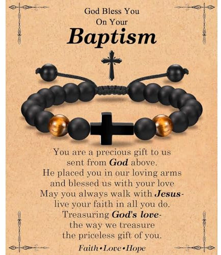TEVOP Christening Gift for Boy, Cross Bracelet Gifts for Boys, Baptism Gifts for Son Brother Grandson Nephew