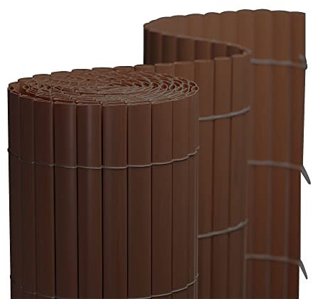 jarolift Canisse en PVC Standard Brise Vue pour Jardin Balcon Terrasse, Habillage De Balcon Clôture Renforcé Résistanteaux Intempéries, 100 x 900 cm, 2 Tapis : 1 x 4m + 1 x 5m de Longueur, Marron