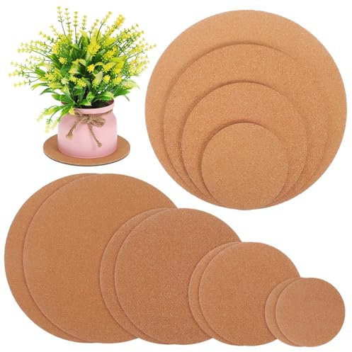 UKCOCO 12 Pezzi Tappetino per Vasi da Fiori in Plastica Stuoie di Sughero Vegetale Sottobicchiere Rotondo per Piante Sottobicchieri Rotondi in Sughero Bervani di Sughero