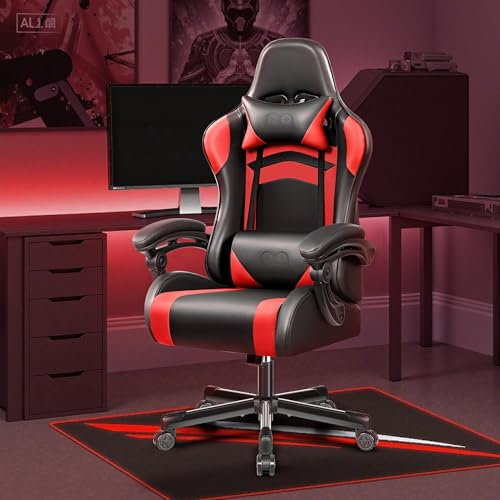 DoChair Gaming Stuhl Ergonomischer mit Fußstütze Kopfstütze und Lordosenstütz Höhenverstellbar Gepolstert Gamingstuhl Verstellbarer und Drehbarer PC-Stuhl