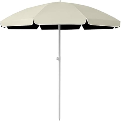 Parasol para Patio de 180/220/240/260 cm, Sombrilla Terraza Exterior Altura Ajustable, ProteccióN UPF 50+, para BalcóN, Playa, Sin Base(Beige,240cm/7.9ft)